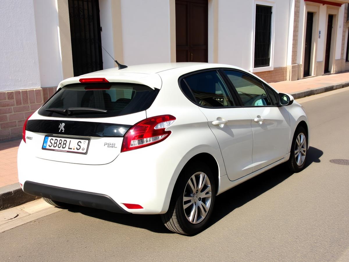 White Peugeot 208 parked in Tangier